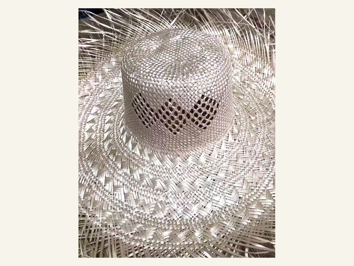 Diamond Openwork Crown natural straw hat body N04 for wholesale hat production