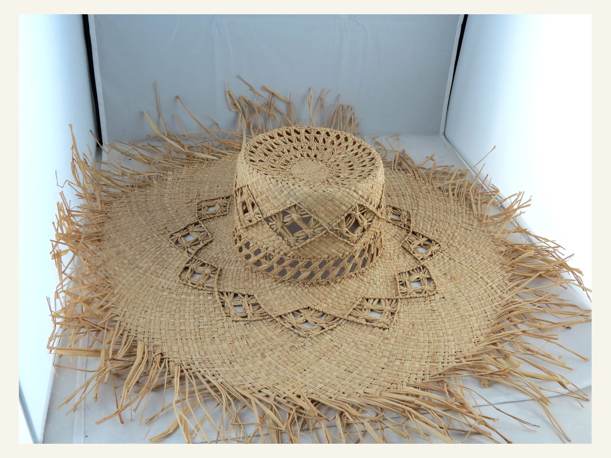 Layered Openwork Wide-Brim natural straw hat body N10 for wholesale hat production