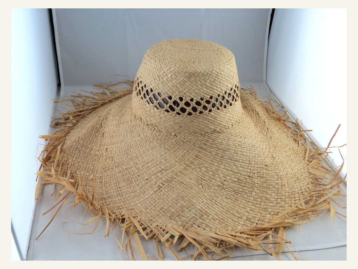 Diamond-Band Openwork natural straw hat body N12 for wholesale hat production