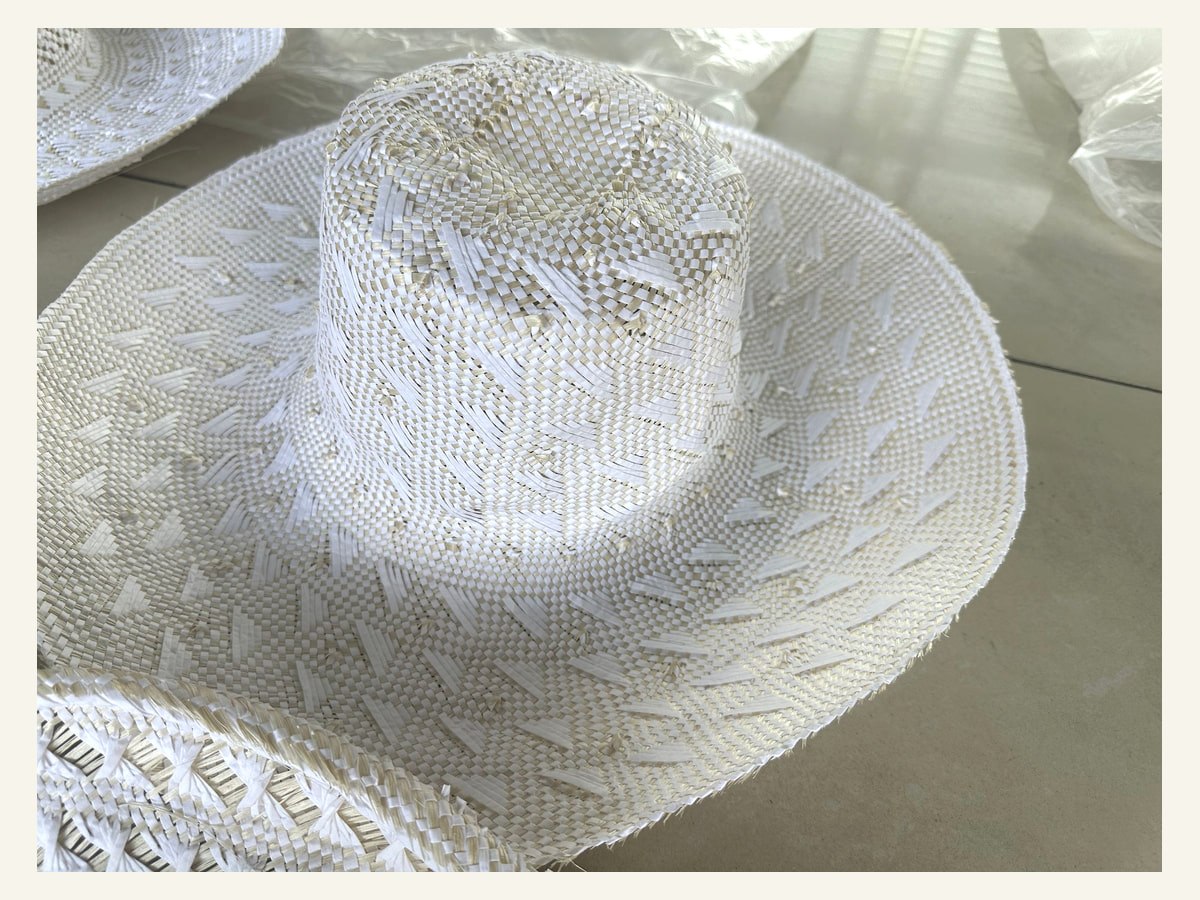Diamond-Crown Openwork natural straw hat body N19 for wholesale hat production