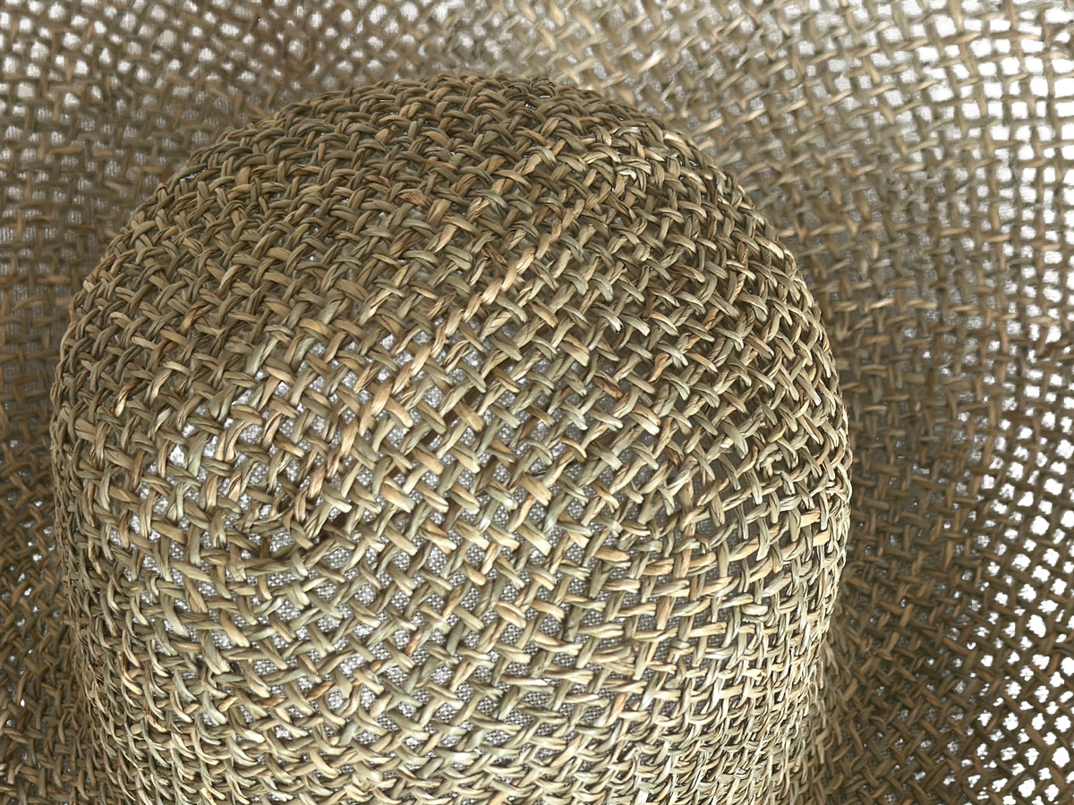 natural straw hat body: woven seagrass detail crown for wholesale