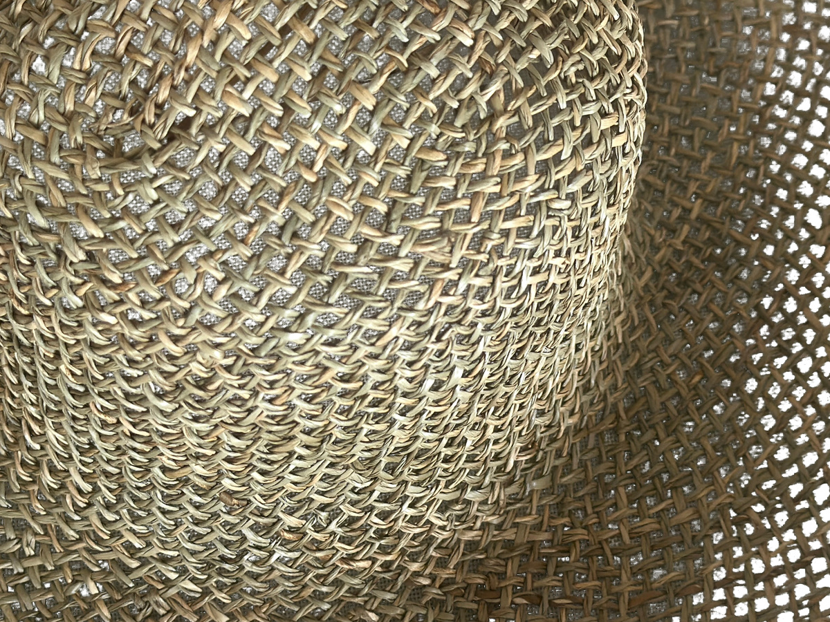 natural straw hat body: woven seagrass detail weave for wholesale